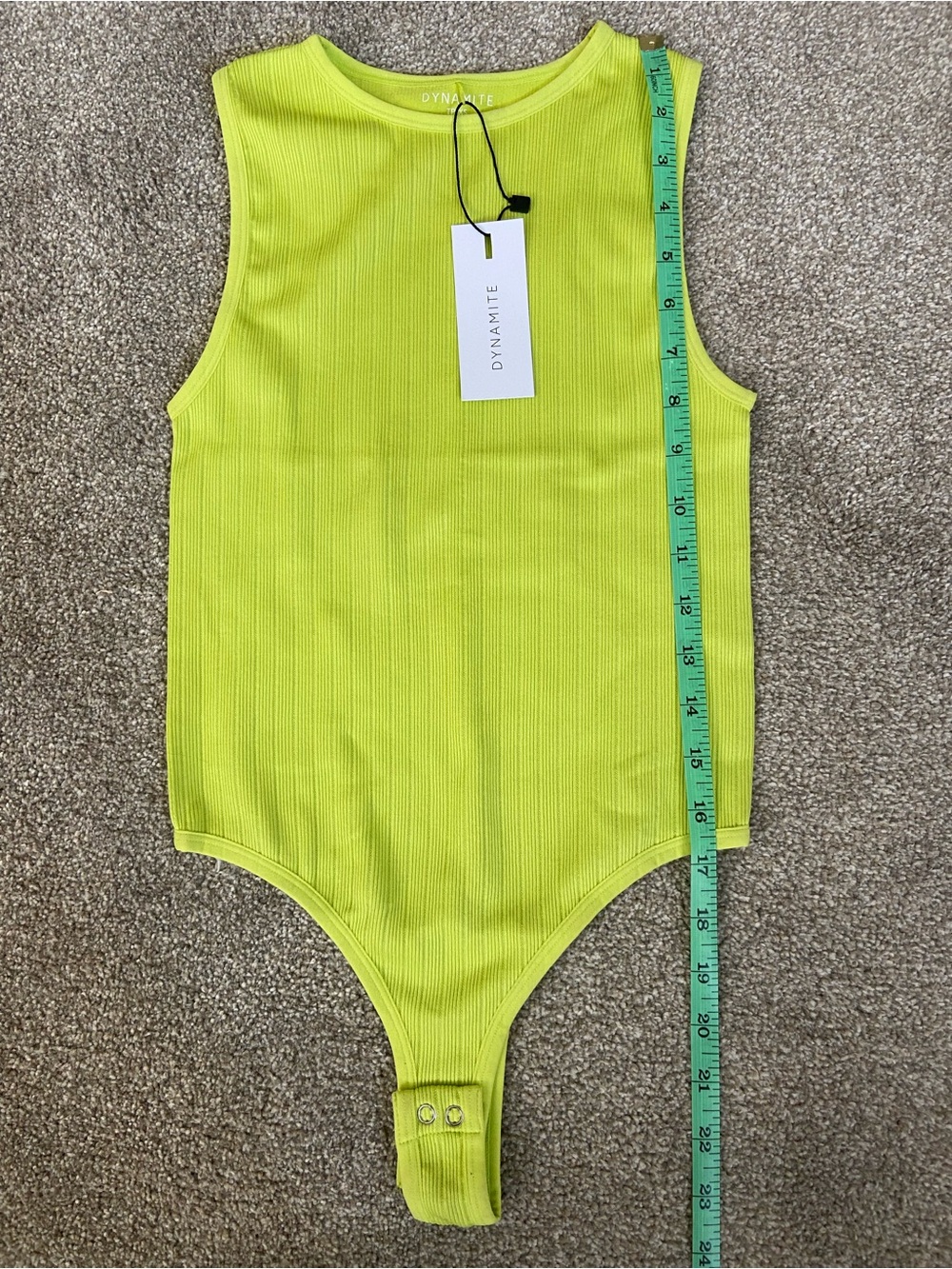 Dynamite Ribbed Neon Lime Green Sleeveless Bodysuit - Picture 12 of 12